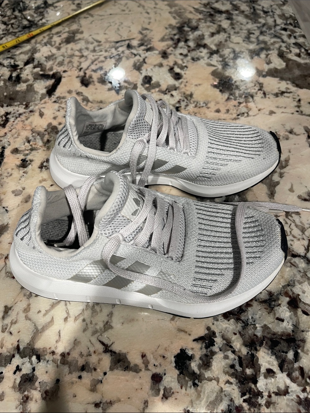adidas Light Gray Knit Running Sneakers